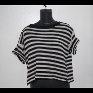 Striped Navy Blue & White Knit Top